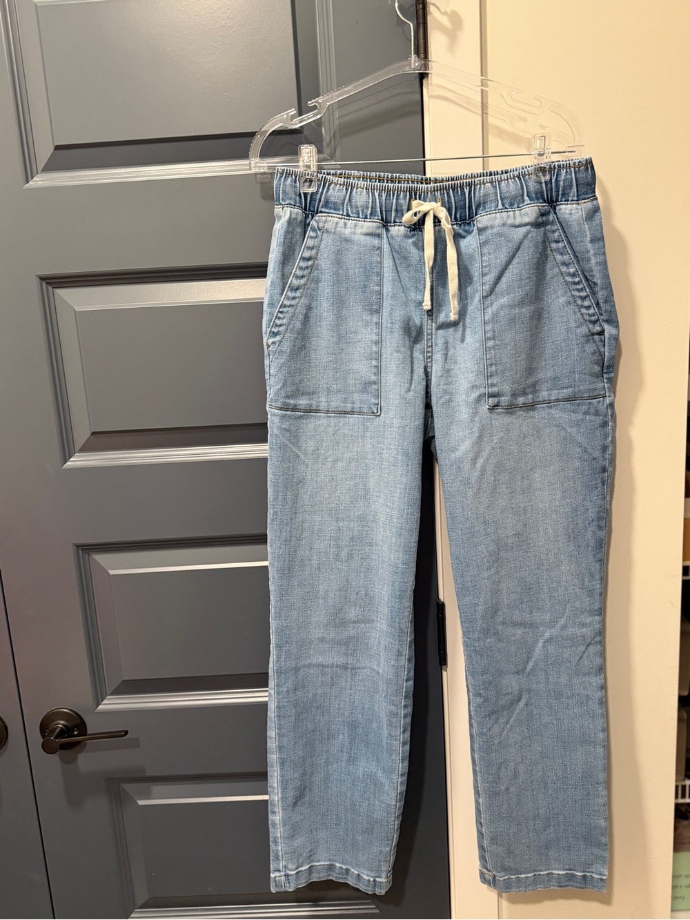 Buffalo David Bitton Light Blue Drawstring Ankle Jeans with Patch Pockets - Picture 2 of 4